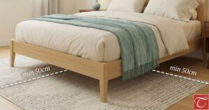 The Rule: Extend your bedroom rug at least 50cm past the sides and foot of the bed.